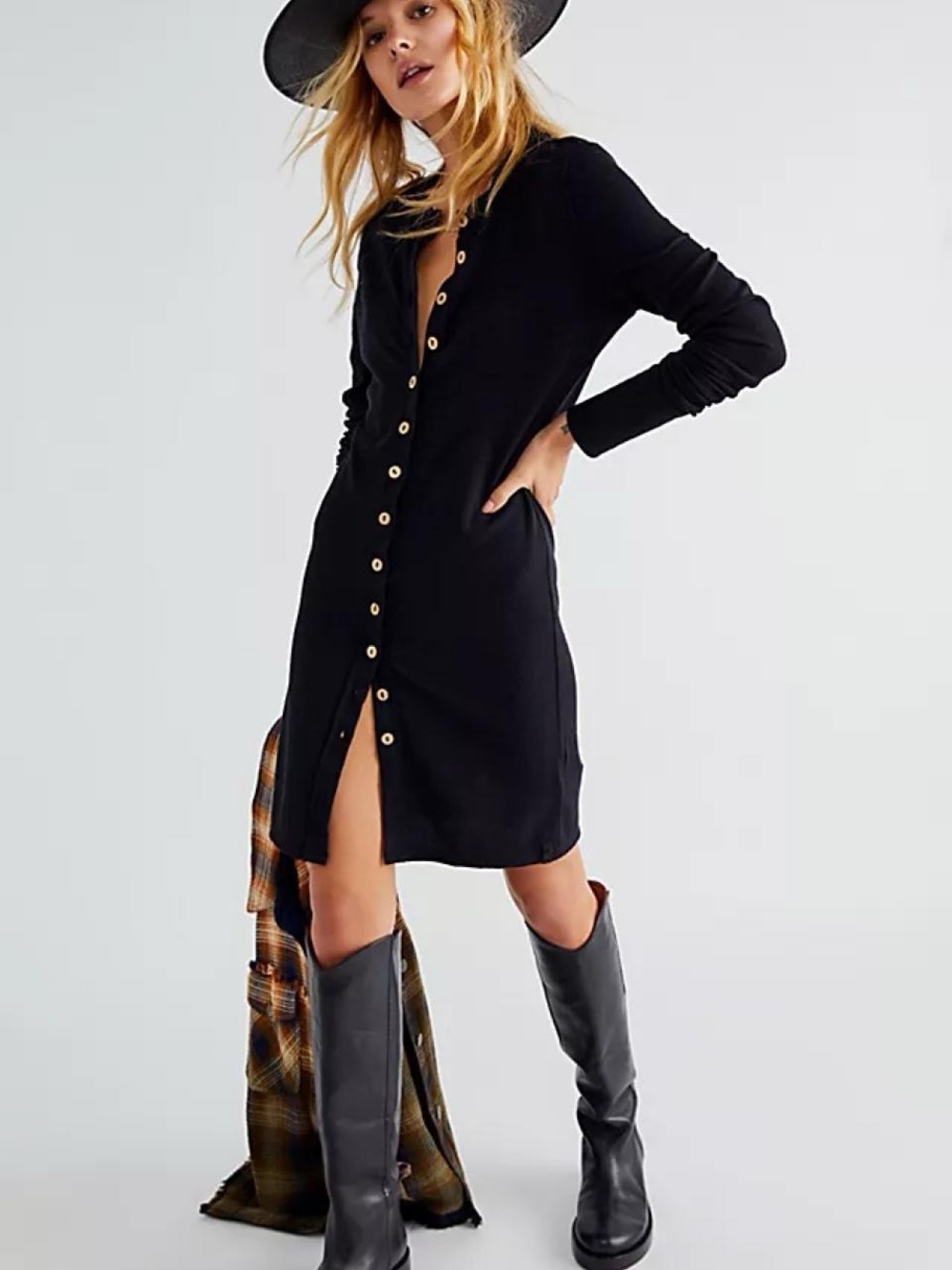 Free People Gia Cardi Dress in Black